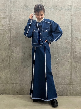 「マイベストコーデ2022」｜「アイテム（デニムジャケット）」を使った、ひかたんさん（レディース・158cm）の冬コーディネート