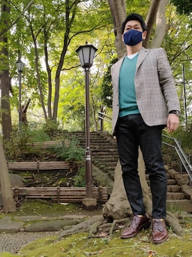 「LARDINI（ラルディーニ）のアイテム（テーラードジャケット）」を使った、atsxileさん（メンズ・171cm）の秋コーディネート