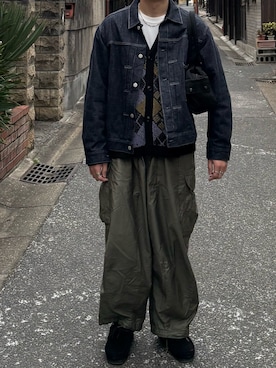 「Needles（ニードルス）のアイテム（パンツ）」を使った、FUKUnoKIROKUさん（メンズ・172cm）の春コーディネート