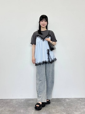 「ORiental TRaffic（オリエンタルトラフィック）のパデット ストラップ 厚底 サンダル /61202（サンダル、ブラック系）」を使った、Tanakaさん（レディース・156cm）の春コーディネート