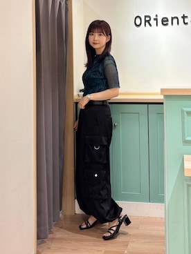 「アイテム（サンダル、パープル系）」を使った、Tanakaさん（レディース・156cm）の夏コーディネート