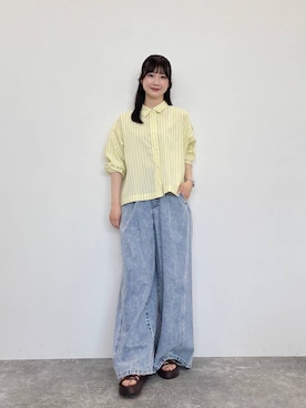 「ORiental TRaffic（オリエンタルトラフィック）のクロス ストラップ 軽量 ソール サンダル /61208（サンダル、ブラウン系）」を使った、Tanakaさん（レディース・156cm）の春コーディネート
