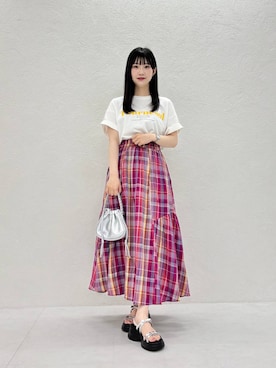 「ORiental TRaffic（オリエンタルトラフィック）のアイテム（ショルダーバッグ）」を使った、Tanakaさん（レディース・156cm）の夏コーディネート