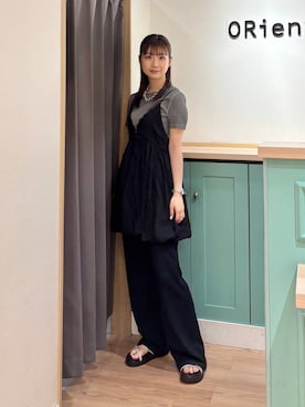 「アイテム（サンダル、グリーン系）」を使った、Tanakaさん（レディース・156cm）の夏コーディネート