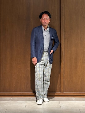 「JOHN SMEDLEY（ジョンスメドレー）のアイテム（トップス）」を使った、IZUMITAさん（メンズ・165cm）の夏コーディネート