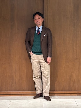 「アイテム（ベスト）」を使った、IZUMITAさん（メンズ・165cm）の秋コーディネート