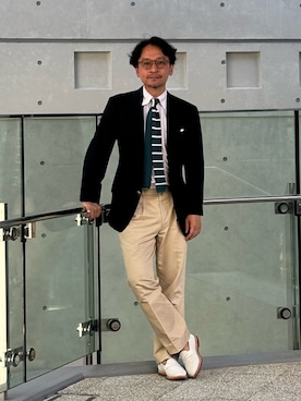 「アイテム（スラックス）」を使った、IZUMITAさん（メンズ・165cm・40代）の夏コーディネート