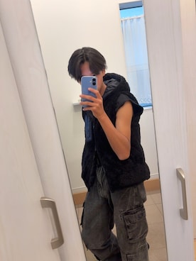 「アイテム（ダウンベスト）」を使った、Ru!さん（メンズ・172cm）の秋コーディネート