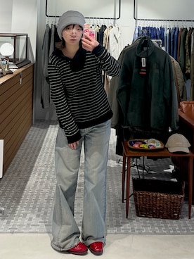 「CONVERSE（コンバース）のアイテム（ニットキャップ/ビーニー）」を使った、m0u11ka1さん（レディース・159cm）の春コーディネート
