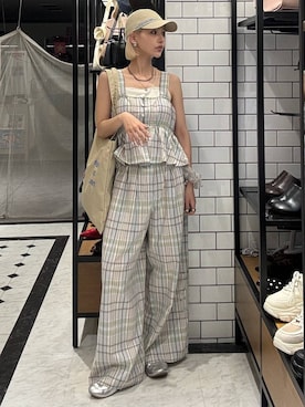 「LOWRYS FARM（ローリーズファーム）のアイテム（帽子）」を使った、Marikaさん（レディース・153cm）の春コーディネート