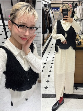 「LOWRYS FARM（ローリーズファーム）のウエストポーチ　 637742（ボディバッグ/ウエストポーチ、ブラック系）」を使った、Marikaさん（レディース・153cm）の春コーディネート