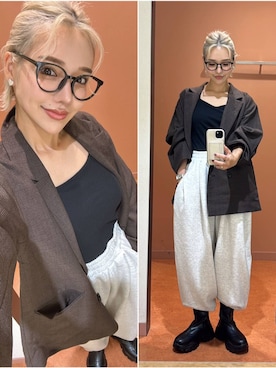 「アイテム（スウェットパンツ）」を使った、Marikaさん（レディース・153cm・30代）の秋コーディネート