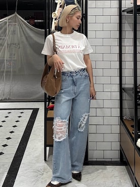 「LOWRYS FARM（ローリーズファーム）のポインテッドＦシューズ 581137（パンプス、ブラウン系）」を使った、Marikaさん（レディース・153cm）の春コーディネート