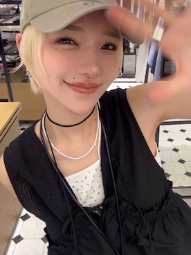 「LOWRYS FARM（ローリーズファーム）のイージーワイドコクーンパンツ 327286（その他パンツ、ブラック系）」を使った、Marikaさん（レディース・153cm）の夏コーディネート