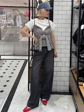 「LOWRYS FARM（ローリーズファーム）のアイテム（帽子）」を使った、Marikaさん（レディース・153cm）の春コーディネート