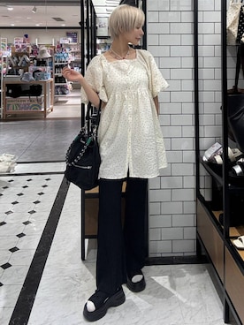 「LOWRYS FARM（ローリーズファーム）のＢＡＧハンドルコード　1009803（その他小物、ブラック系）」を使った、Marikaさん（レディース・153cm）の夏コーディネート