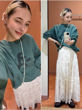 「アイテム（ヘアゴム）」を使った、Marikaさん（レディース・153cm）の秋コーディネート