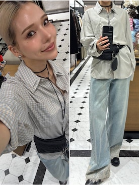 「LOWRYS FARM（ローリーズファーム）のレースデニム　601055（デニムパンツ、ブルー系）」を使った、Marikaさん（レディース・153cm）の春コーディネート