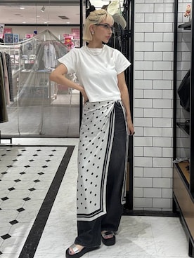 「LOWRYS FARM（ローリーズファーム）のドットリボンツキシュシュ  605359（シュシュ、ブラック系）」を使った、Marikaさん（レディース・153cm）の春コーディネート
