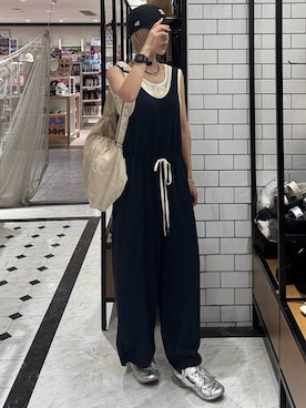 「LOWRYS FARM（ローリーズファーム）のヘンリーレイヤードタンク 638381（タンクトップ、ホワイト系）」を使った、Marikaさん（レディース・153cm）の夏コーディネート
