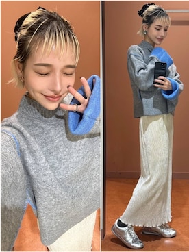 「アイテム（シュシュ）」を使った、Marikaさん（レディース・153cm）の冬コーディネート