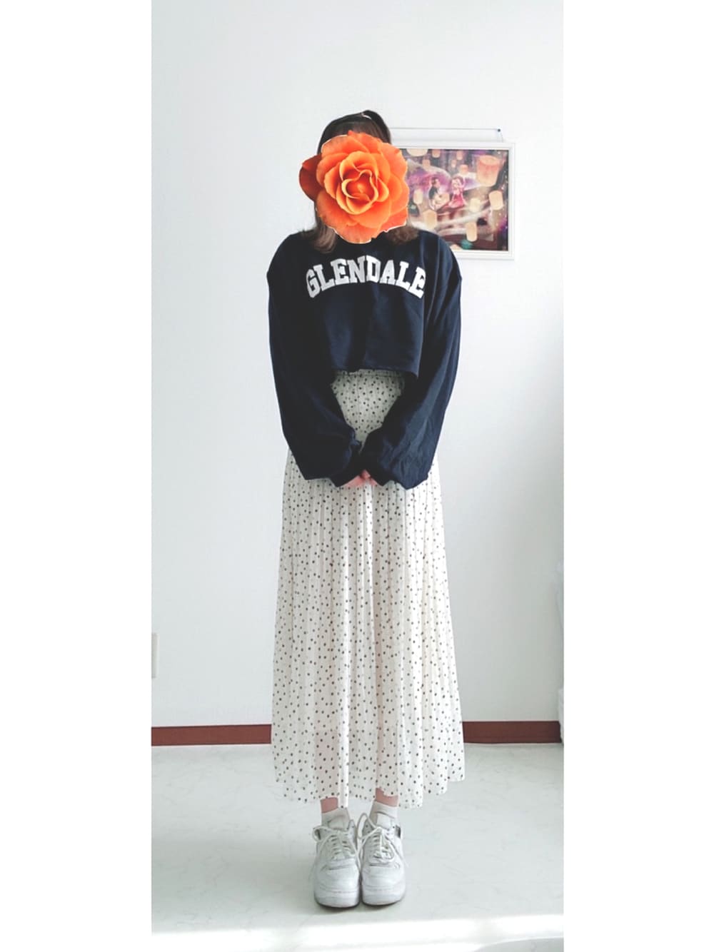 「カジュアル、ショート丈トップス、NIKE、プチプラコーデ」｜「GRLのアイテム（スウェット、ブルー系）」を使った、shio.msoさん（レディース・158cm）の秋コーディネートの1枚目の写真