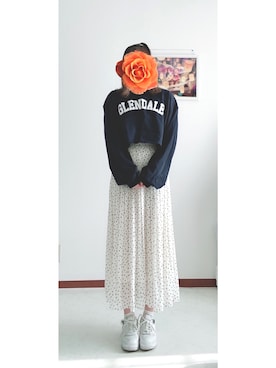 「ショート丈トップス」｜「アイテム（スウェット）」を使った、shio.msoさん（レディース・158cm）の秋コーディネート