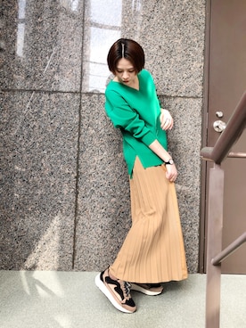 「Dignite collier（ディニテコリエ）のアイテム」を使った、フチさん（レディース・156cm）の春コーディネート