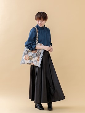 「ネコ」｜「アイテム（ワンピース/ドレス）」を使った、フチさん（レディース・156cm）の秋コーディネート