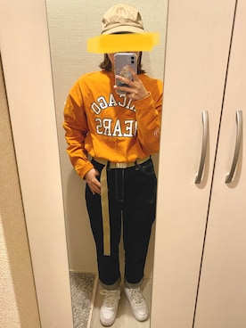 「春カラー」｜「アイテム（キャップ）」を使った、りょっぴさん（レディース・158cm）の春コーディネート