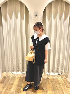 「アイテム（デニムスカート、グレー系）」を使った、たまごさん（レディース・153cm）の春コーディネート