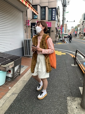 「バブアー」｜「アイテム（チノパンツ）」を使った、podunkbestieさん（レディース・160cm）の秋コーディネート