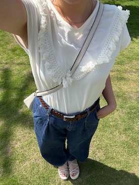 「earth music&ecology（アースミュージックアンドエコロジー）のアイテム」を使った、Ranaさん（レディース・156cm）の夏コーディネート