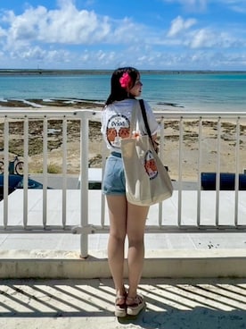 「earth music&ecology（アースミュージックアンドエコロジー）のアイテム」を使った、Ranaさん（レディース・156cm）の夏コーディネート