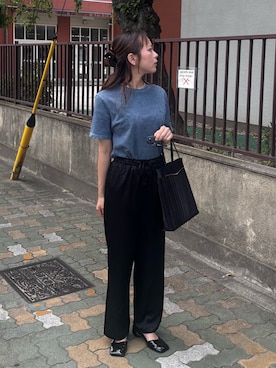 「SENSE OF PLACE by URBAN RESEARCH（センスオブプレイスバイアーバンリサーチ）の『柴田ひかりさん着用』ワイドスクエアシューズ（その他シューズ、ブラック系）」を使った、Okayuさん（レディース・159cm）の秋コーディネート