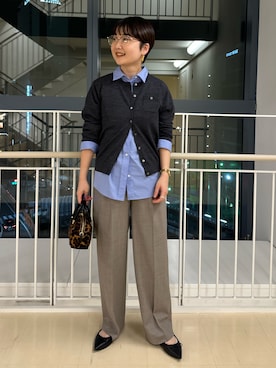 「アイテム（ボストンバッグ）」を使った、RIKOさん（レディース・155cm）の秋コーディネート