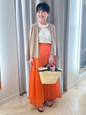 「オレンジスカート」｜RIKOさん（レディース・155cm）の夏コーディネート