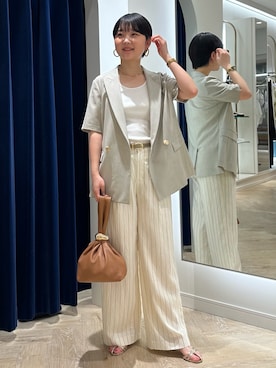 「NOLLEY’S（ノーリーズ）のアイテム」を使った、RIKOさん（レディース・155cm）の夏コーディネート