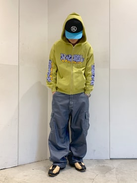 「XLARGE（エクストララージ）のアイテム（帽子）」を使った、たかきさん（メンズ・180cm）の春コーディネート