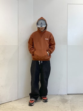「XLARGE（エクストララージ）のアイテム（帽子）」を使った、たかきさん（メンズ・180cm）の冬コーディネート