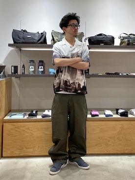 「XLARGE（エクストララージ）のSKYSCRAPER S/S SHIRT（シャツ/ブラウス、ホワイト系）」を使った、たかきさん（メンズ・180cm）の夏コーディネート