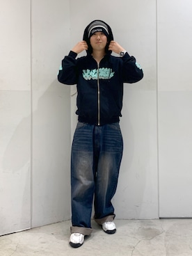 「XLARGE（エクストララージ）のアイテム（帽子）」を使った、たかきさん（メンズ・180cm）の冬コーディネート