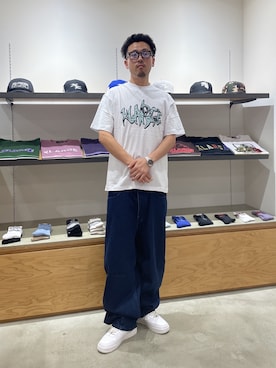 「XLARGE（エクストララージ）のGLASS CUT S/S TEE（Tシャツ/カットソー、ホワイト系）」を使った、たかきさん（メンズ・180cm）の夏コーディネート