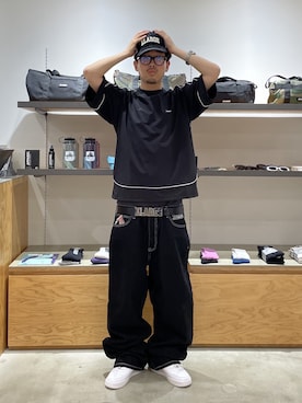 「XLARGE（エクストララージ）のARCH LOGO MESH CAP（キャップ、ブラック系）」を使った、たかきさん（メンズ・180cm）の夏コーディネート