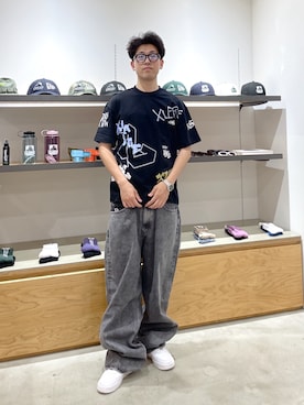 「XLARGE（エクストララージ）のGRAFFITI S/S TEE（Tシャツ/カットソー、ブラック系）」を使った、たかきさん（メンズ・180cm）の夏コーディネート