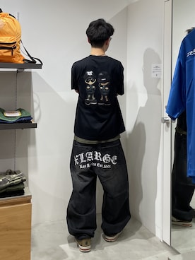 「XLARGE（エクストララージ）のKIDS S/S TEE（Tシャツ/カットソー、ブラック系）」を使った、たかきさん（メンズ・180cm）の夏コーディネート