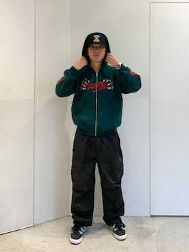 「XLARGE（エクストララージ）のアイテム（帽子）」を使った、たかきさん（メンズ・180cm）の冬コーディネート