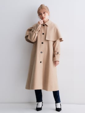 「アイテム（ダッフルコート）」を使った、nissen Petit Modelsさん（レディース・149cm）の秋コーディネート