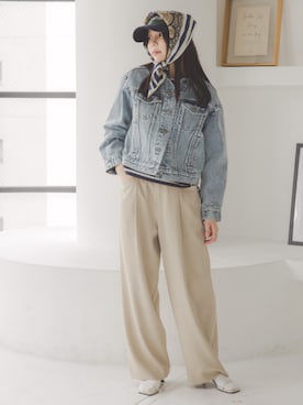 「nissen（ニッセン）のアイテム（Tシャツ/カットソー）」を使った、nissen Petit Modelsさん（レディース・155cm）の秋コーディネート