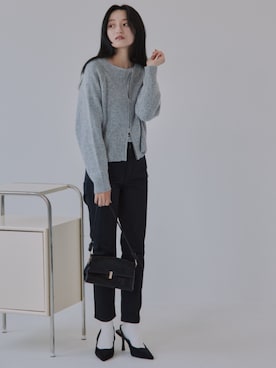 「nissen（ニッセン）の【9月3日PM12時より販売開始】小さいサイズ　【Petimoさん企画】レイヤードTシャツ　低身長さん・小柄女性（Tシャツ/カットソー）」を使った、nissen Petit Modelsさん（レディース・153cm）の秋コーディネート